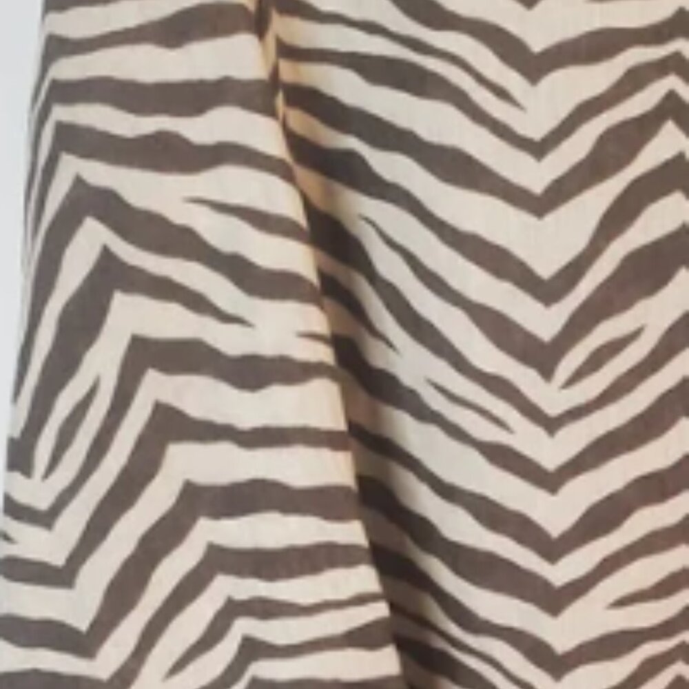 TAHARI Zebra Brown Size 3X 100% Linen Animal print button front tunic blouse - Picture 4 of 4